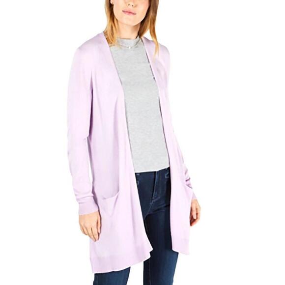 Maison Jules Long Open-Front Jersey Cardigan Lilac Moon S - Picture 1 of 6
